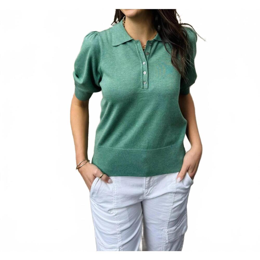 NEW JENSEN short sleeve polo pullover in malachite green